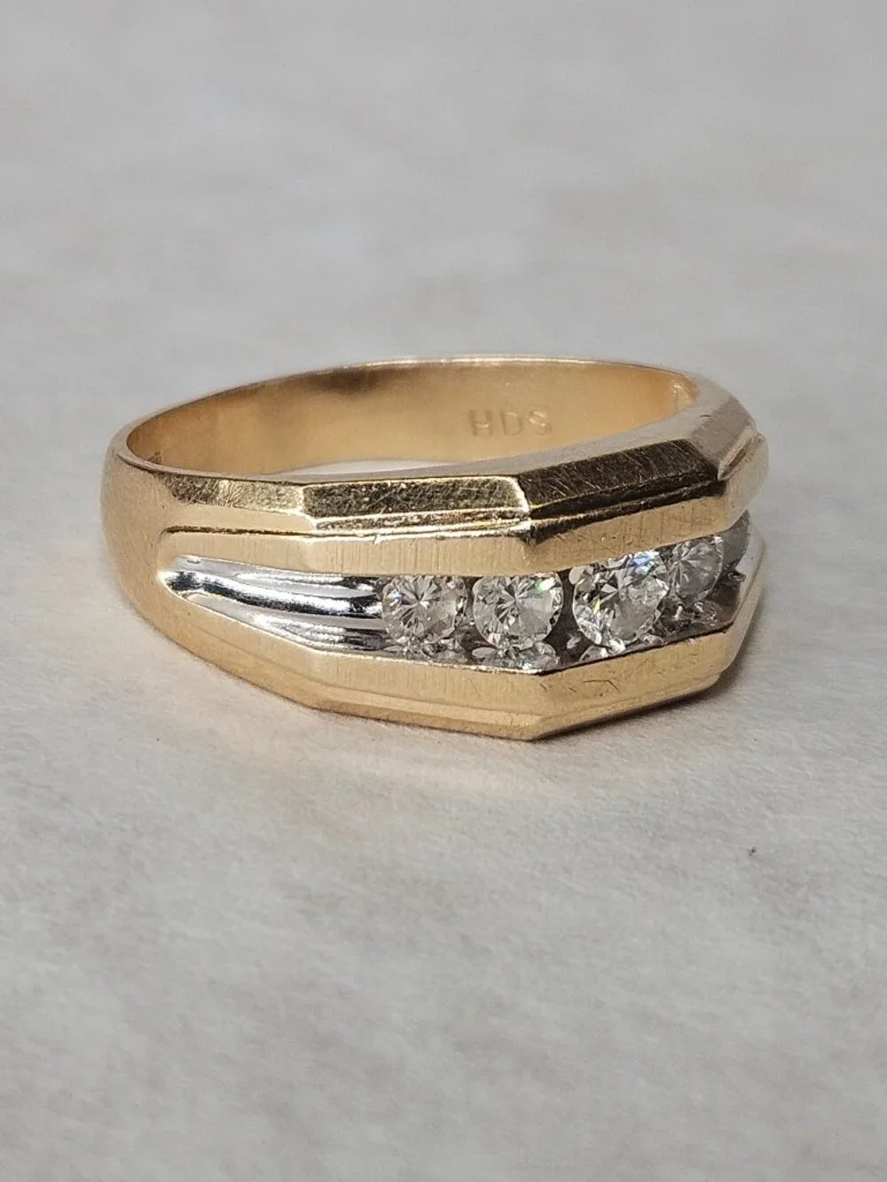 14K Yellow Gold Channel Set Diamond Men's Wide Band Ring 10mm 1.00TCW Size 11